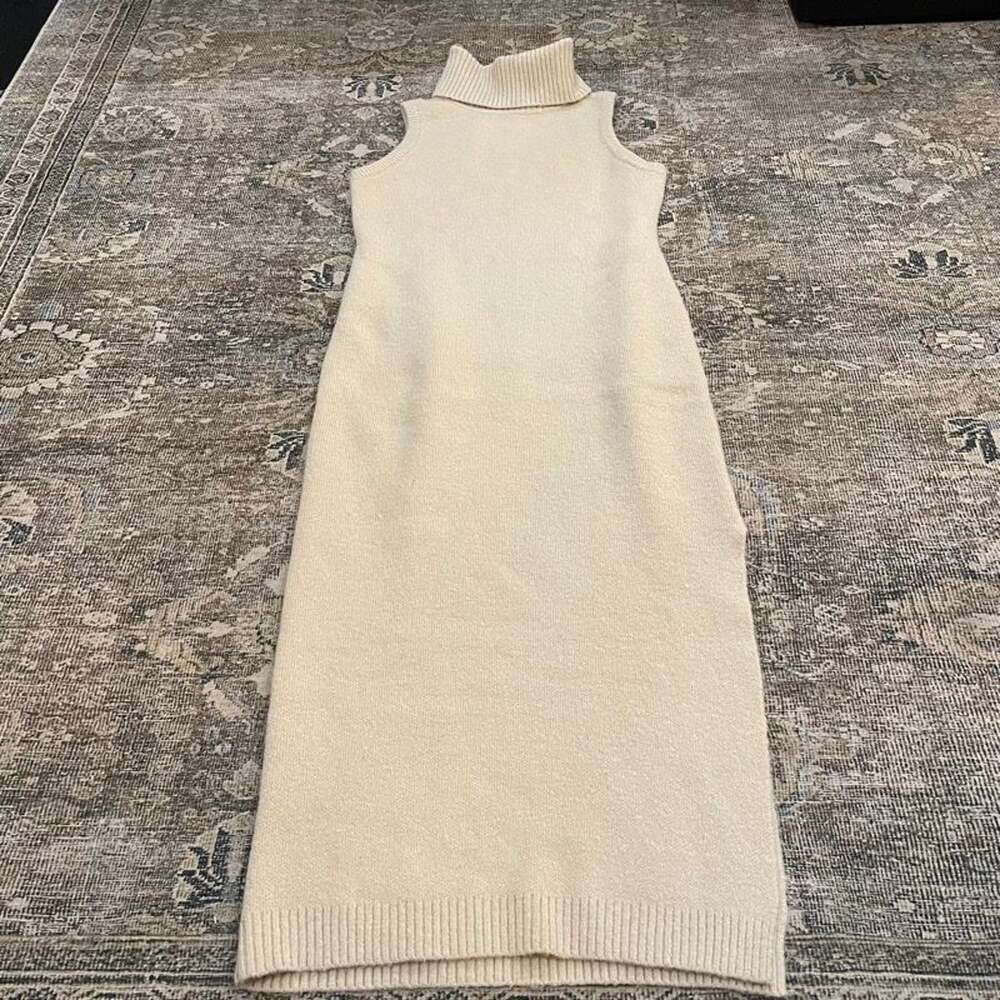 ASTR The Label Sleeveless Turtleneck Sweater Dress Taupe XL Wool Alpaca Maxi